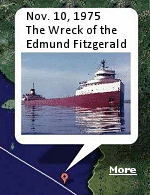 The Edmund Fitzgerald sank in Lake Superior during a gale storm on November 10th 1975. All 29 members of the crew perished, an event immortalized by Gordon Lightfoot's haunting ballad. 
